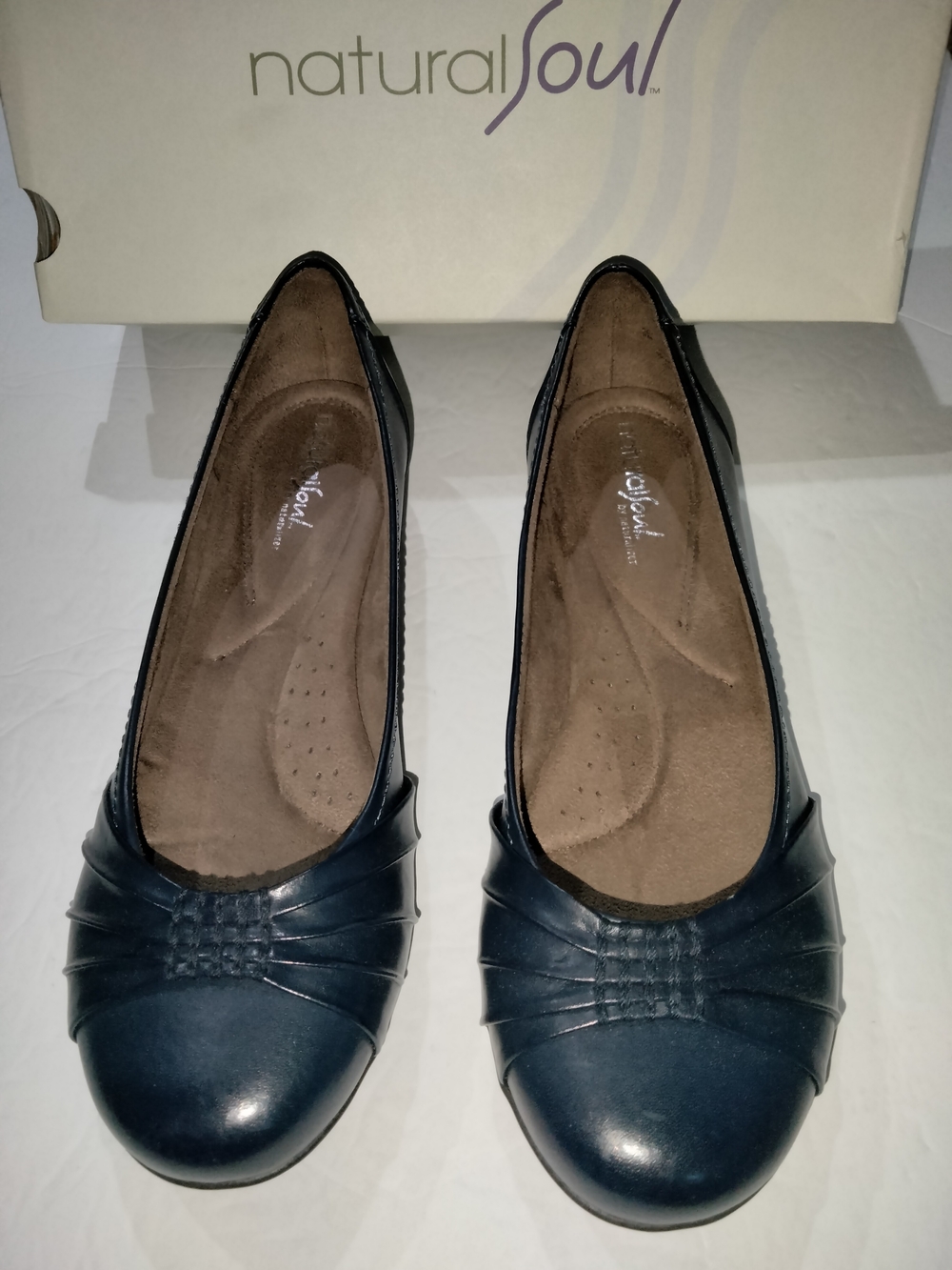 Natural Soul (Sz 9) Dark Blue Leather Giovanni Slip-on Ballet Flats (NEW-in-Box)